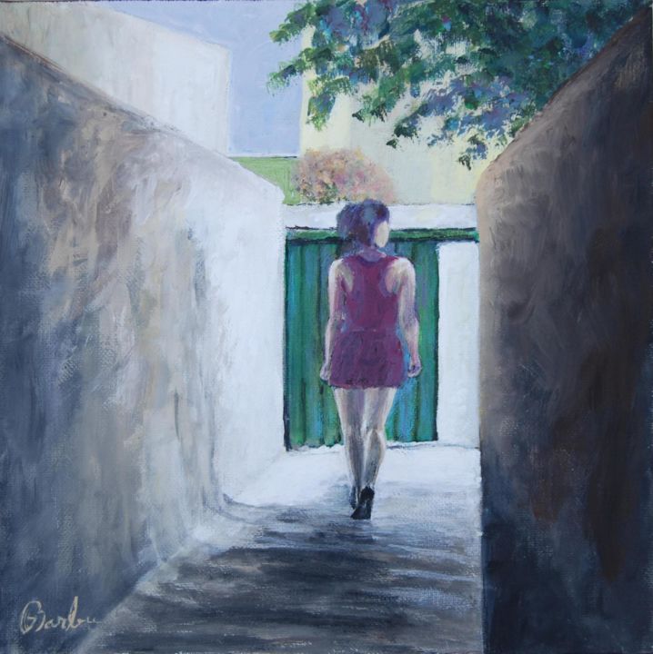 Painting titled "On alley" by Iuliana Barbu, Original Artwork, Acrylic
