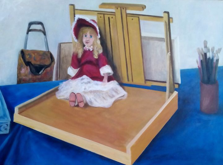 Painting titled "In the artist's stu…" by Iuliana Barbu, Original Artwork, Acrylic