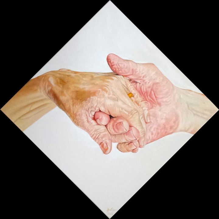 Painting titled "Hands (skin texture…" by Iulian Arsenie, Original Artwork, Oil