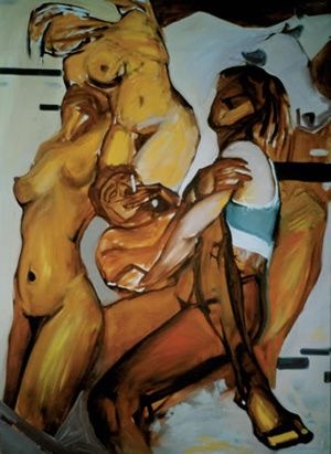 Painting titled "vulgarity" by Iulian Mîță, Original Artwork, Oil