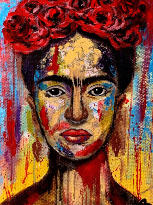 Painting titled "Frida Kahlo Art Pai…" by Iuliia Bondarets, Original Artwork, Acrylic