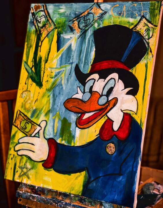 Painting titled "Scrooge McDuck" by Iuliia Bondarets, Original Artwork, Acrylic