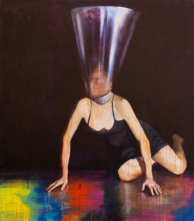 Pittura intitolato "I can not breathe" da Iurii Denysenkov, Opera d'arte originale, Olio