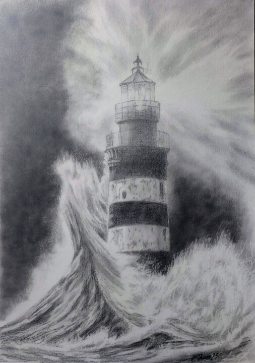 Rysunek zatytułowany „Lighthouse” autorstwa Iurii Zaika, Oryginalna praca, Ołówek