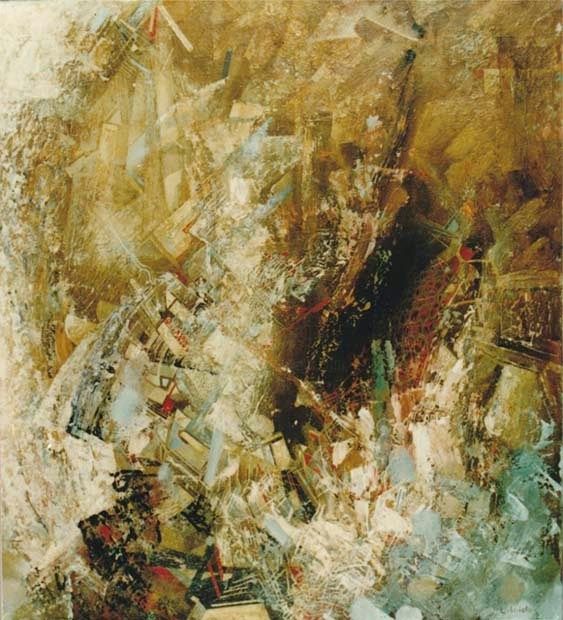 Painting titled "Undeva in spatiu; S…" by Iurie Cibotaru, Original Artwork, Oil