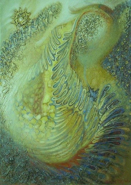 Painting titled "Pasare; Bird" by Iurie Cibotaru, Original Art,