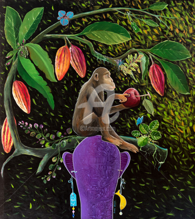 Pintura intitulada "Chippado e o Macaco…" por Ivaan Hansen, Obras de arte originais, Acrílico