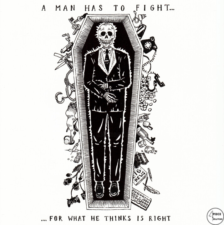 Цифровое искусство под названием "A Man Has To Fight" - Иван Абрамов, Подлинное произведение искусства, Чернила