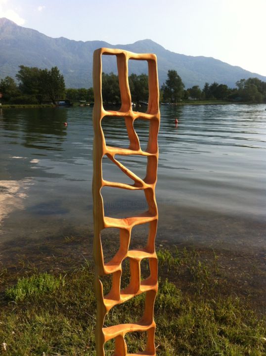 Sculpture titled "ATTRAVERSO" by Ivan Fabani, Original Artwork, Wood