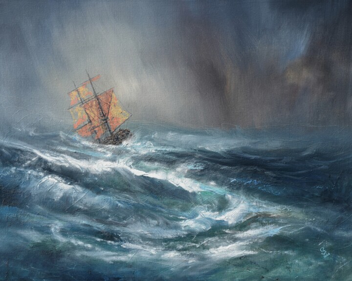 Pittura intitolato "Harbor of destroyed…" da Ivan Grozdanovski, Opera d'arte originale, Acrilico