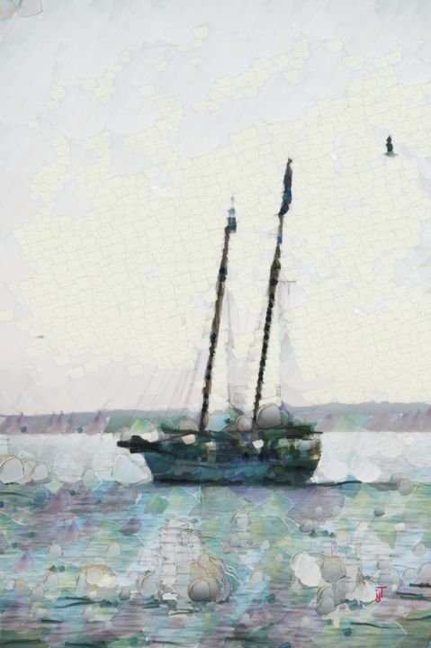 Painting titled "Boat" by Ivan-Jay Turner, Original Artwork, Oil
