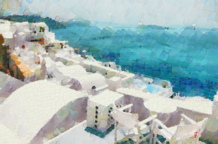 Peinture intitulée "Santorini" par Ivan-Jay Turner, Œuvre d'art originale, Huile