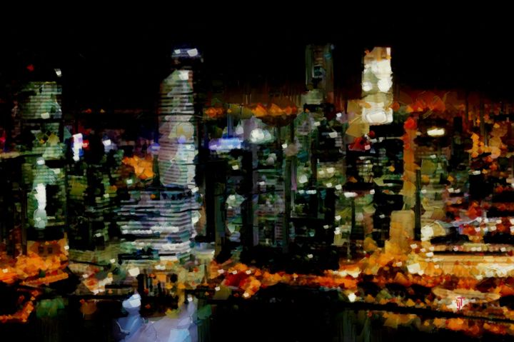 Peinture intitulée "City" par Ivan-Jay Turner, Œuvre d'art originale, Huile
