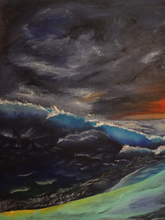 Картина под названием "Шторм" - Иван Красников, Подлинное произведение искусства, Масло