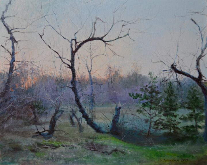 Painting titled "Spring evening" by Ivan Ormanzhi, Original Artwork, Oil