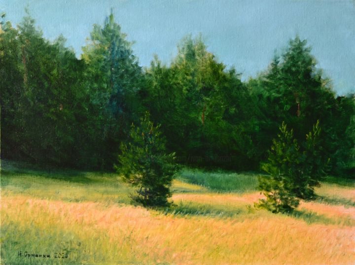 Painting titled "Near the pines" by Ivan Ormanzhi, Original Artwork, Oil