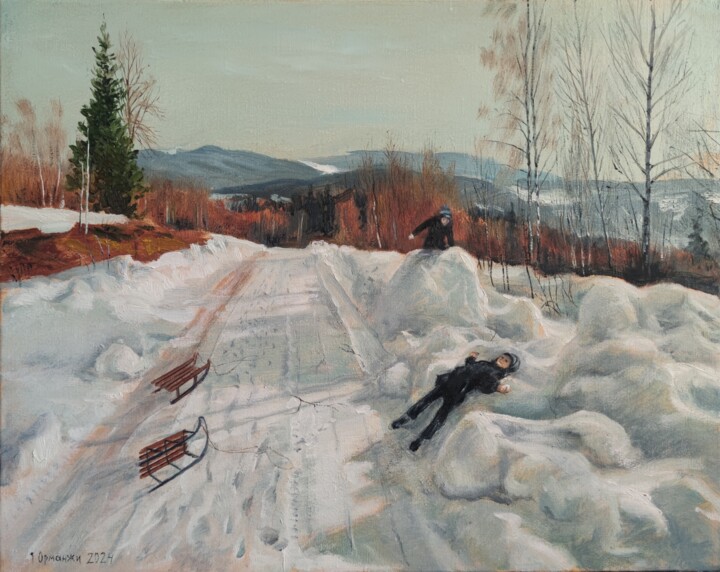 Картина под названием "Carpathians. Winter…" - Ivan Ormanzhi, Подлинное произведение искусства, Масло