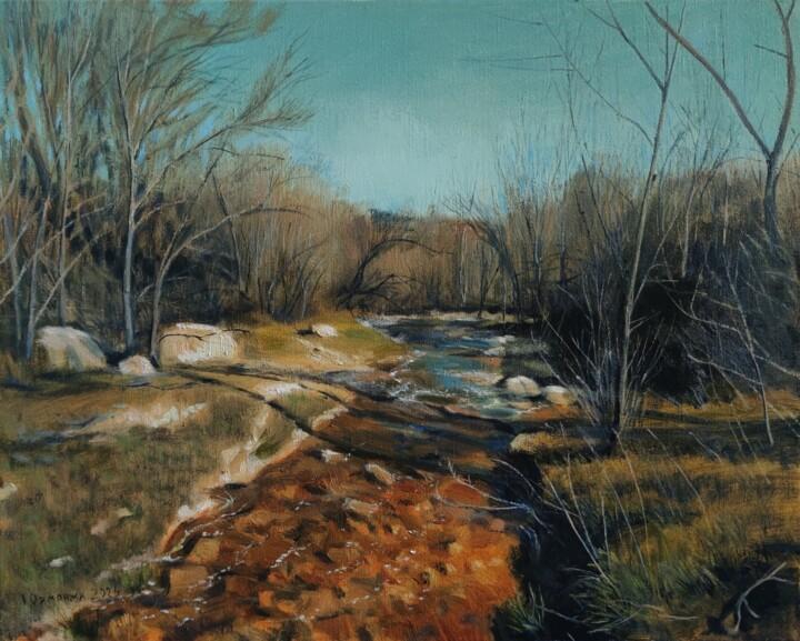 Painting titled "April stream" by Ivan Ormanzhi, Original Artwork, Oil