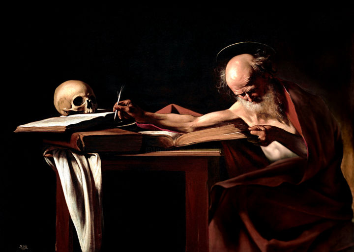 Painting titled "Saint Jerome Writing" by Ivan Pili, Original Artwork, Oil