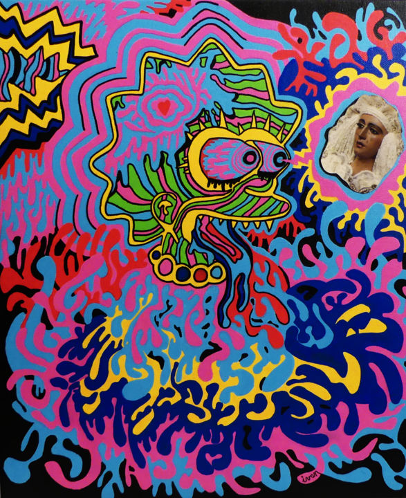 Painting titled "*LSD / Lisa Simpson…" by Ivan De Nîmes, Original Artwork, Acrylic