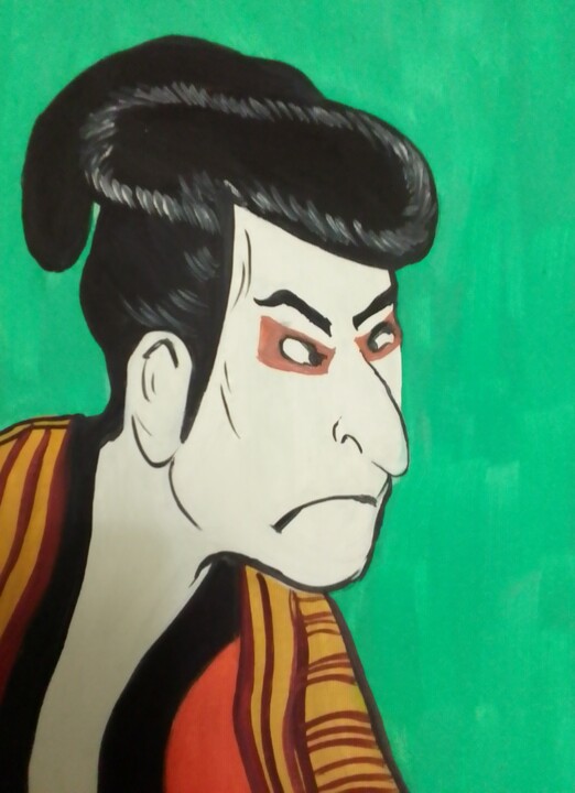 Картина под названием "Japanese kabuki" - Иван Скрипель, Подлинное произведение искусства, Гуашь