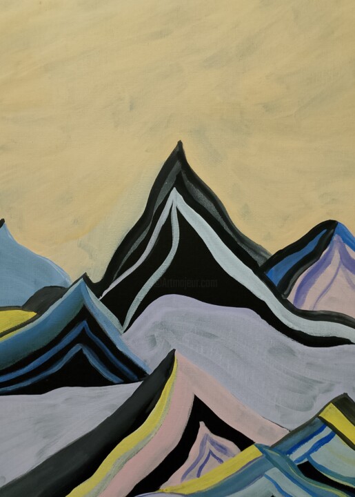 「Mountains 23」というタイトルの絵画 Иван Скрипельによって, オリジナルのアートワーク, グワッシュ水彩画