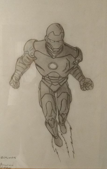 Drawing titled "Iron man" by Ivan Yanshin, Original Artwork, Pencil