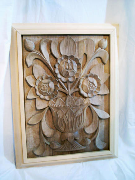 Sculpture titled "vase with flowers" by ivan7moody, Original Art, Wood