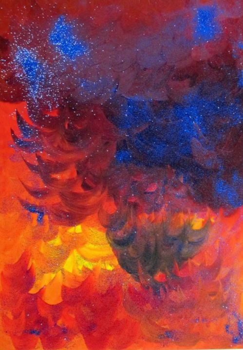 Painting titled "Tramonto di Fuoco" by Ivana Castelliti, Original Artwork, Other