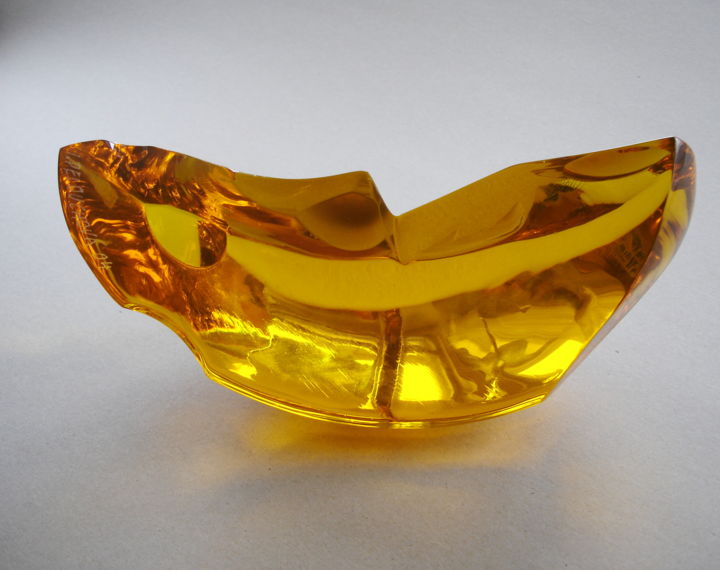 Skulptur mit dem Titel "Yellow lemonn" von Ivana Pelouchová (IVANEL), Original-Kunstwerk, Glas