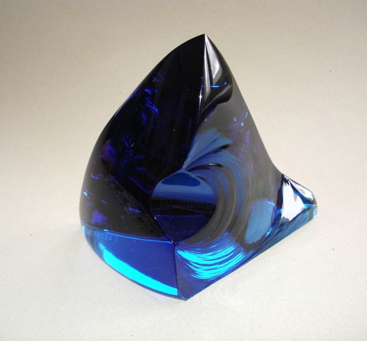Sculpture titled "Blue glacier" by Ivana Pelouchová (IVANEL), Original Artwork, Glass