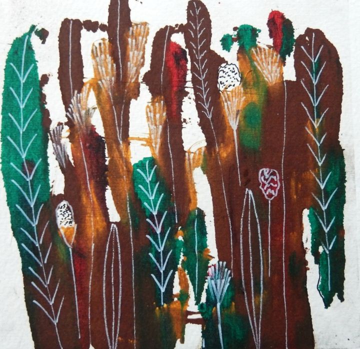 Druckgrafik mit dem Titel "Grass" von Ivana Pelouchová (IVANEL), Original-Kunstwerk, Monotypie