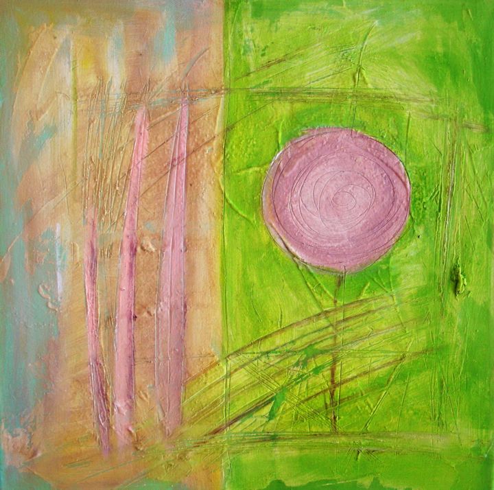 Painting titled "Spring in garden" by Ivana Pelouchová (IVANEL), Original Artwork, Acrylic Mounted on Wood Stretcher frame