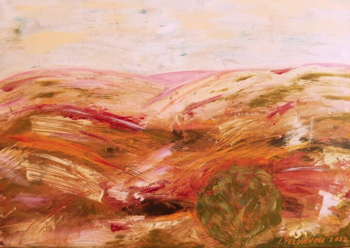 Картина под названием "Pink landscape" - Ivana Pelouchová (IVANEL), Подлинное произведение искусства, Акрил
