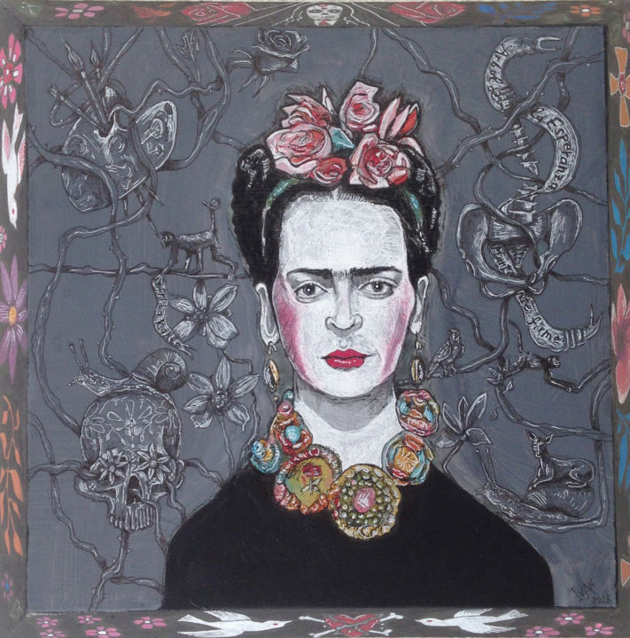 Peinture intitulée "Hommage à Frida Kah…" par Ivan Dmitriev, Œuvre d'art originale, Acrylique