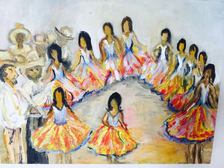 Peinture intitulée "dancas-folcloricas-…" par Ivanete Prado, Œuvre d'art originale, Huile