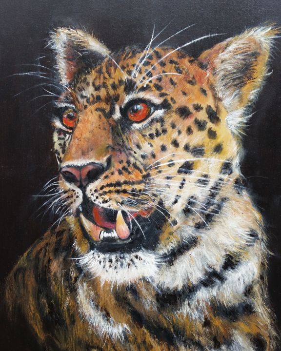 Painting titled "Leo Pard" by Ivanka Kutner, Original Artwork, Oil