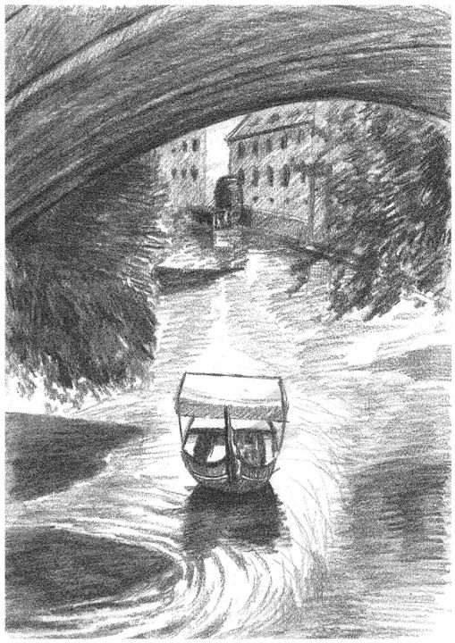 Drawing titled "Water mill, Prague" by Ivan Klymenko, Original Artwork, Graphite