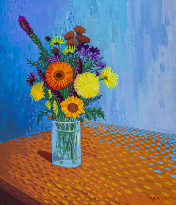 Картина под названием "Flowers in a vase" - Ivan Klymenko, Подлинное произведение искусства, Масло
