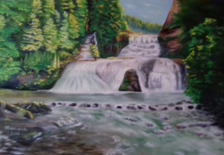 Картина под названием "Водопад" - Іван Максімко, Подлинное произведение искусства, Масло