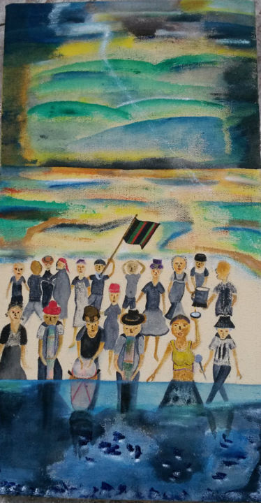 Pittura intitolato "Offrandes à la sirè…" da Ivann Deweare Lindor, Opera d'arte originale, Acrilico