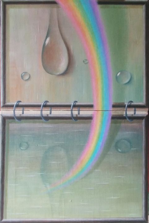 Painting titled "Rainbow" by Diana Nagornaia, Original Artwork, Oil