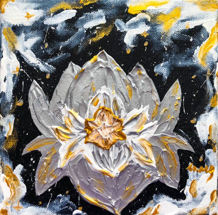 Painting titled "Devine lotus" by Ivanna Mois, Original Artwork, Acrylic