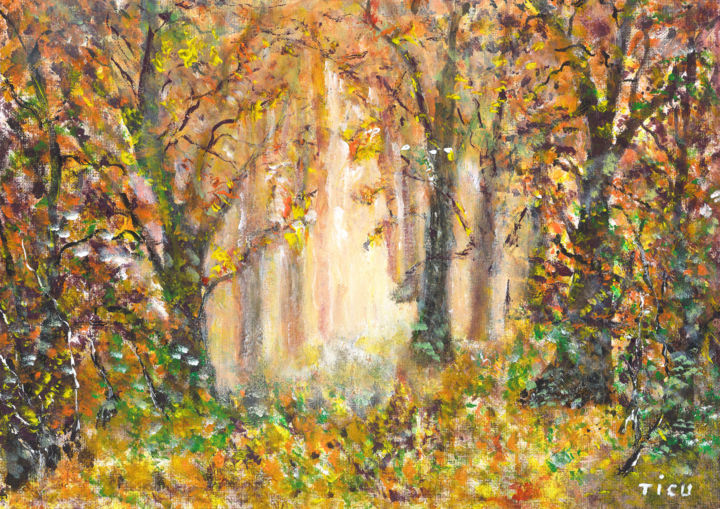 Painting titled "Magical Forest" by Ticu, Original Artwork, Acrylic