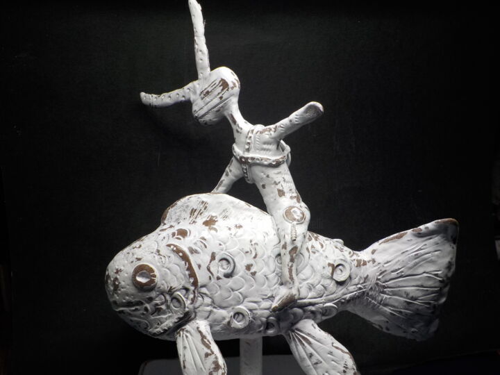 Sculpture titled "Go fishing!" by Ivan Zucconelli, Original Artwork, Polymer clay