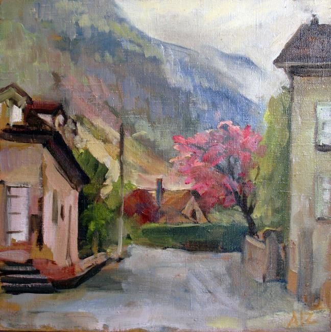 Painting titled "Ciems pie robezas" by Ivars Aizkalns, Original Art,