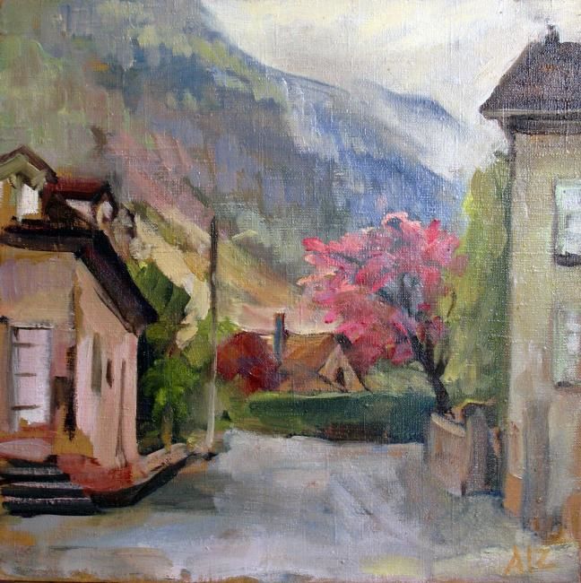 Painting titled "Ciems pie robezas" by Ivars Aizkalns, Original Artwork