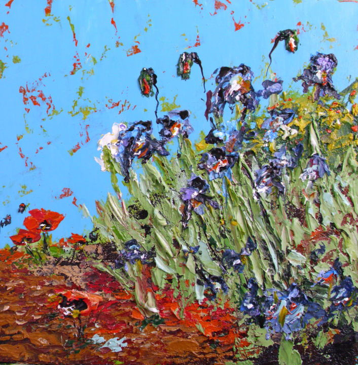 Painting titled "''Irises''" by Ivo, Original Art, Oil