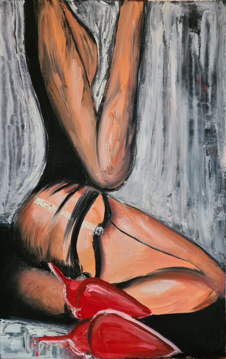 Painting titled "Naked girl in Loubo…" by Ivelina Hrytsylo, Original Artwork, Oil