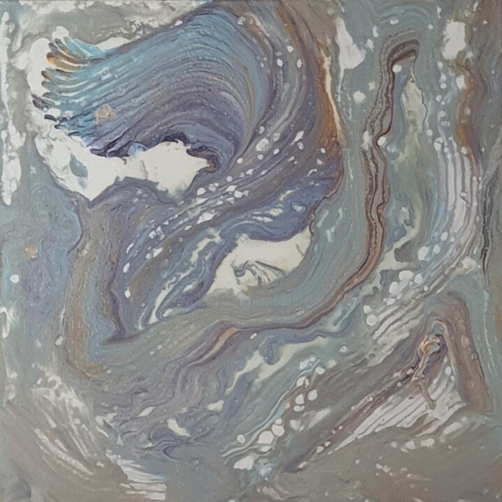 Картина под названием "Blau Fluid art Land…" - Iveta Zaharova (Kārkla), Подлинное произведение искусства, Акрил